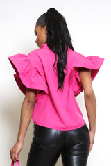 Frill Sleeve Boxy Blouse