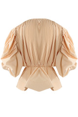 Tie Front Pleated Peplum Blouse