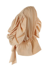 Tie Front Pleated Peplum Blouse