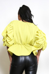 Tie Front Pleated Peplum Blouse