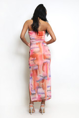 Ruched Tie Dye Bandeau And Maxi Skirt Co-Ords