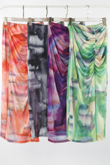 Ruched Tie Dye Side Slit Maxi Skirt