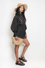 Crochet Button Up Blouse And Shorts Co-Ords