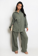 Cheese Cloth Blouse And Wide Leg Trouser Co-Ords