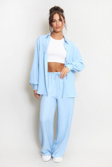 Lightweight Blouse  And Wide Leg Trouser Set