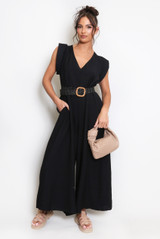 V Neck Wide Leg Jumpsuit