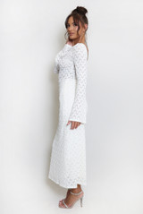 Flute Sleeve Lace Open Back Maxi Dress