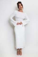 Flute Sleeve Lace Open Back Maxi Dress