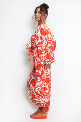 Leaf Print Midi Skirt