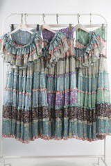 Boho Print Ruffle Crop Bardot Top And Maxi Skirt Set