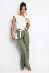 Belted Wide Leg Trouser