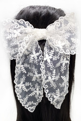 Oversized Floral Lace Hair Bow Clip