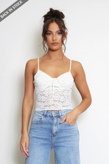 Floral Lace Pleated Crop Tops