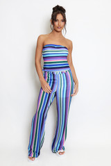 Multicoloured Stripe Flare Trouser