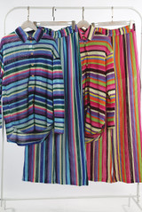 Multicoloured Stripe Blouse And Flare Trouser Set