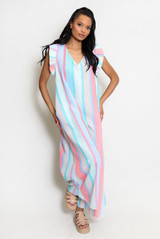 Printed V Neck Wide Leg Jumpsuit