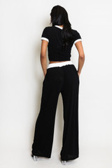 Ribbed T-Shirt And Wide Leg Trouser Set(PRE ORDER)