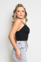 Ribbed Knit Strappy Crop Top