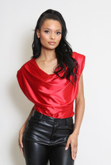 High Shine Cowl Neck Top