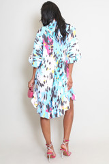 Printed Shirt Dress With Swing Hemline 