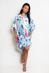 Printed Shirt Dress With Swing Hemline 