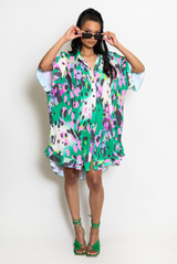 Printed Shirt Dress With Swing Hemline 