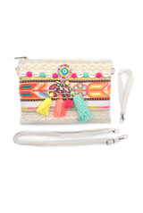 Tassel Multi Coloured Boho Clutch Bag 