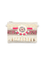 Fuchsia Tassel Boho Clutch Bag 