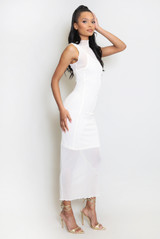 Textured High Neck Maxi Dress