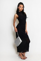 Textured High Neck Maxi Dress