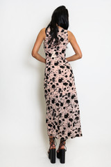 Floral Round Neck Lined Midi Dress