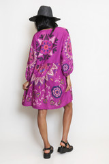 Printed V Neck Kaftan Smock Dress