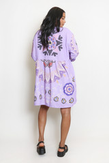 Printed V Neck Kaftan Smock Dress