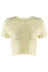 Ribbed Cropped Basic T-Shirt