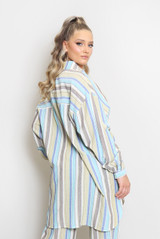 Stripe Print Longline Blouse