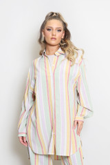 Stripe Print Longline Blouse