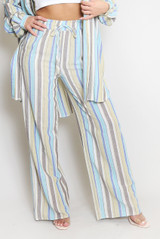 Stripe Print Wide Leg Trouser