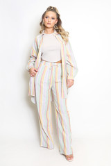 Stripe Print Wide Leg Trouser