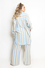 Stripe Print Wide Leg Trouser