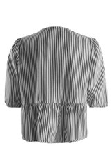 Striped Print Tie Front Blouse