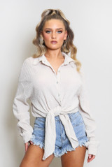 Cheese Cloth Tie Front Blouse