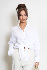 Cheese Cloth Tie Front Blouse