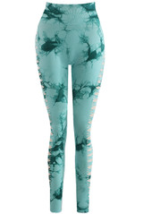 Tie Dye Print Sides Cut Out Push Up Leggings