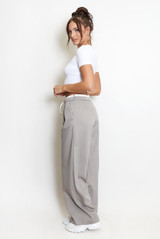 White Waistband Tailored Wide Leg Trouser 