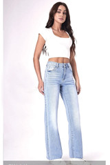 Blue Denim Wide Leg Jeans