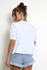 Plain Tie Front Smock Blouse