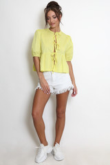 Plain Tie Front Smock Blouse