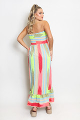 Striped Front Knotted Bandeau Maxi Dress