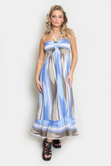 Striped Front Knotted Bandeau Maxi Dress