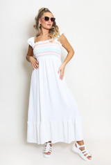 Square Neck Shirred Maxi Dress